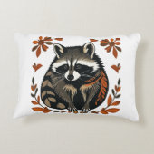 ラクーンお洒落ウッドランド動物フォークまたは部族A アクセントクッション (裏面)