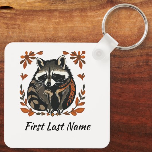 ラクーンお洒落ウッドランド動物フォークまたは部族A キーホルダー (裏面)