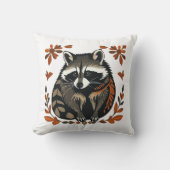 ラクーンお洒落ウッドランド動物フォークまたは部族A クッション (正面)
