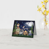 ラクーンとオポッサムとキャンピングスカウトボーイ カード (黄色い花)