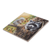 ラクーンとグレーのリス装飾タイル タイル (側面)