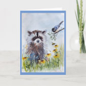 ラクーンと春の友空白の達グリーティングカード カード (正面)