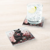 ラクーンのごみ詩バレンタインの日 ガラスコースター (アングル)