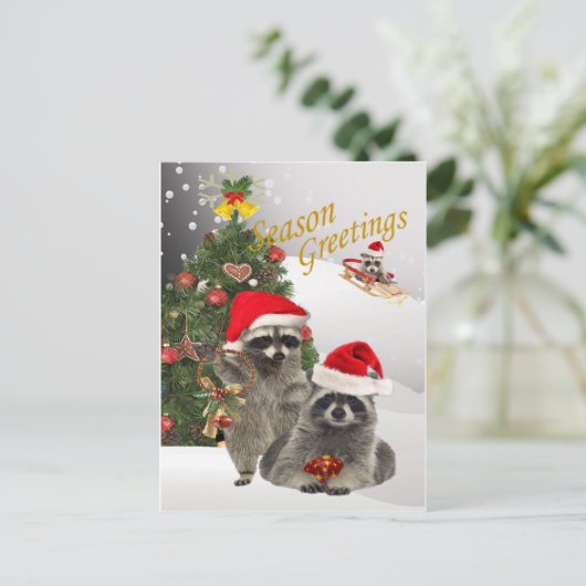 ラクーンのクリスマスはおもしろい シーズンポストカード (スタンド正面)