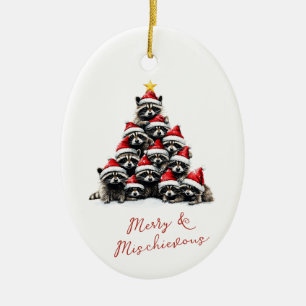 ラクーンのクリスマスツリーかわいいパーソナライズされた名前 セラミックオーナメント
