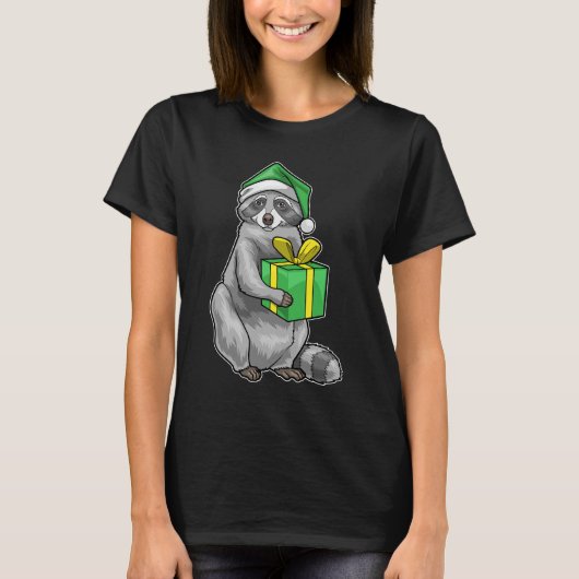 ラクーンのクリスマスプレゼント Tシャツ (正面)