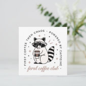 ラクーンのコーヒー愛好家クラブおもしろい野生の動物 カード (スタンド正面)