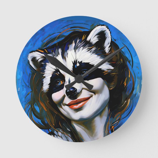 ラクーンのトリックスター「ベルカ・テヤニ」 ラウンド壁時計 (正面)
