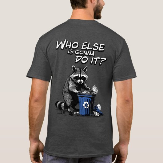 ラクーンの前面および背面のリサイクル Tシャツ (裏面)