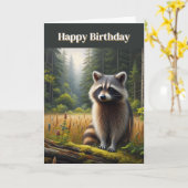 ラクーンの誕生日グリーティングカード カード (黄色い花)