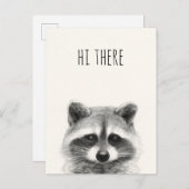 ラクーンの鉛筆画 - こんにちは ポストカード (正面/裏面)