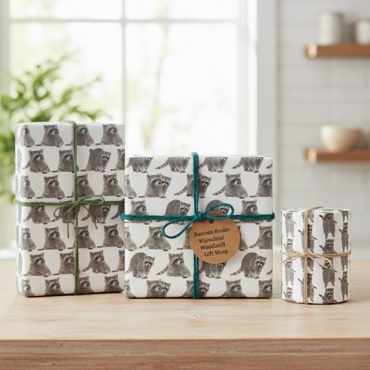 ラクーンの領域:お洒落 Woodland Gift Wrap ラッピングペーパーシート