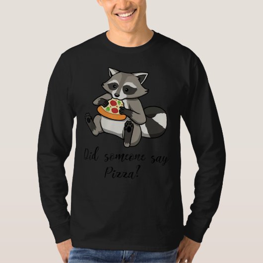 ラクーンの食べピザ食品野生動物の齧歯動物 Tシャツ (正面)