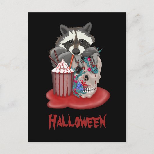 ラクーンはスカルとカクテルを飲む シーズンポストカード (正面)