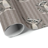 ラクーンをテーマにした茶色の大規模なクラフトまたはギフト ラッピングペーパー (ロールコーナー)