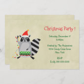 ラクーンウィズホリデーライツクリスマスパーティー招待状 招待状 (正面/裏面)