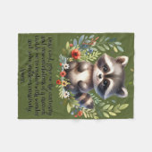 ラクーンウッドランドキッズクリスチャン祈りの言葉オングリーン | フリースブランケット (正面(横))