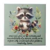 ラクーンウッドランドキッズクリスチャン祈りの言葉オンブルー | タイル (正面)