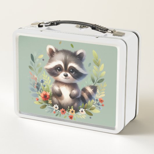 ラクーンウッドランドキッズクリスチャン祈りの言葉オンブルー | メタルランチボックス (裏面)