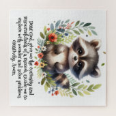 ラクーンウッドランドキッズクリスチャン祈りの言葉オンホワイト | ジグソーパズル (横)