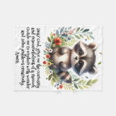 ラクーンウッドランドキッズクリスチャン祈りの言葉オンホワイト | フリースブランケット (正面(横))