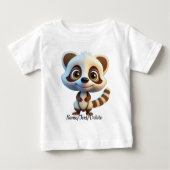 ラクーン🌲ウッドランド野生動物かわいい甘い動物 ベビーTシャツ (正面)