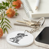 ラクーンカウボーイおもしろいラクーングラフィックミームメンズウィメンズ キーホルダー (正面右)