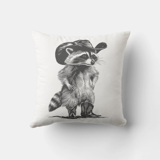 ラクーンカウボーイおもしろいラクーングラフィックミームメンズウィメンズ クッション (裏面)