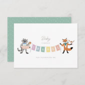 ラクーンキツネフォレストフレンズPastelベビーシャワー サンキューカード (正面/裏面)