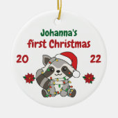 ラクーンクリスマスウィンターバビーズ初めてのクリスマス セラミックオーナメント (正面)