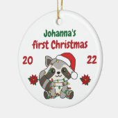 ラクーンクリスマスウィンターバビーズ初めてのクリスマス セラミックオーナメント (左)