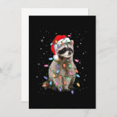 ラクーンクリスマスツリーライツパジャマサンタルーン 招待状 (正面/裏面)