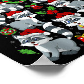 ラクーンクリスマスデコレーションサンタハトラクーンクリスマ ポスター (角)