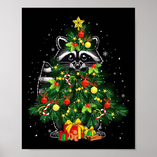 ラクーンコスプレクリスマスツリーマッチング動物愛好家キ ポスター (正面)