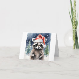 ラクーンサンタハットクリスマス カード