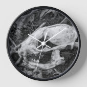 ラクーンスカルモノクロ写真 壁時計 (正面)