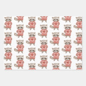 ラクーンハートバルーン誕生日 ラッピングペーパーシート (正面3)