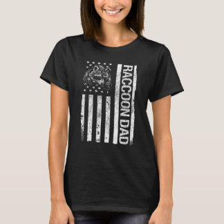 ラクーンパパアメリカ合衆国おもしろい国旗Pet Raccoon Lo Tシャツ