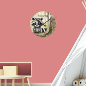 ラクーンパーソナライズされたウッドランド ラウンド壁時計