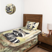 ラクーンパーソナライズされたウッドランド ラウンド壁時計