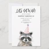 ラクーンパーティーハットキッズウッドランド誕生日 招待状 (正面)