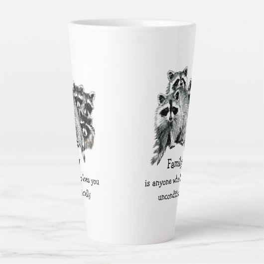 ラクーンファミリーフレンズラブ引用文クリスマス カフェラテマグ (正面)