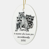 ラクーンファミリーフレンズラブ引用文クリスマス セラミックオーナメント (左)