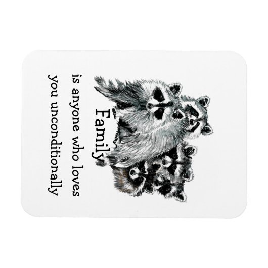 ラクーンファミリーフレンズラブ引用文動物アート マグネット (横)