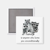 ラクーンファミリーラブ引用文アニマルアート マグネット (正面/裏面)