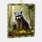 ラクーンファミリーワイルドライフポートレート パーソナライズされた セラミックオーナメント (右)