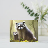 ラクーンファミリーワイルドライフポートレート ポストカード (スタンド正面)