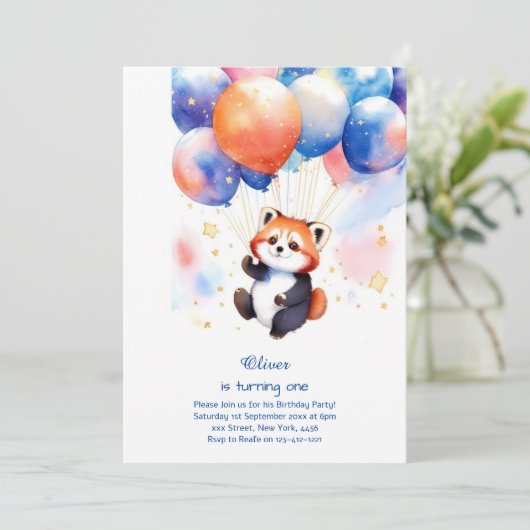 ラクーンファースト誕生日招待状 招待状 (スタンド正面)