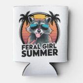 ラクーンフェラルガールサマーヴィンテージオポッサム恋人 缶クーラー (正面)