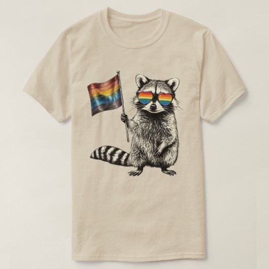 ラクーンプライド国旗 | ゴミ箱パンダLGBTグラフィック2025 Tシャツ (デザイン正面)